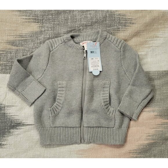 Cat & Jack Other - Cat & Jack Baby Boy Size 12M Full Zip Knit Sweater Heather Grey